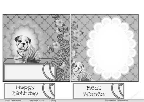 Bulldog pup - Happy Birthday topper and Insert page 2