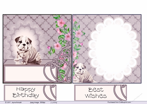 Bulldog pup - Happy Birthday topper and Insert page 2