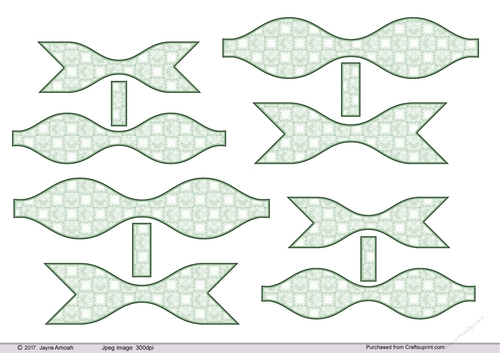 3D Paper Bows  Green Lace Squares