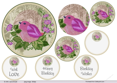 Bird on branch Card front 2