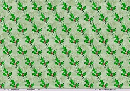Christmas Holly on Green 1