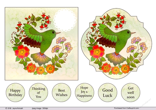 Humming Bird in Florals Toppers 1
