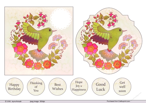Humming Bird in Florals Toppers 2