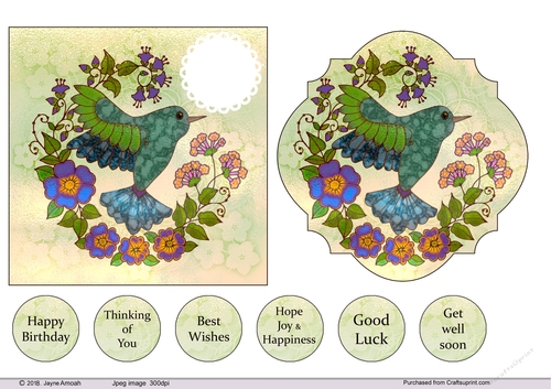 Humming Bird in Florals Toppers 3