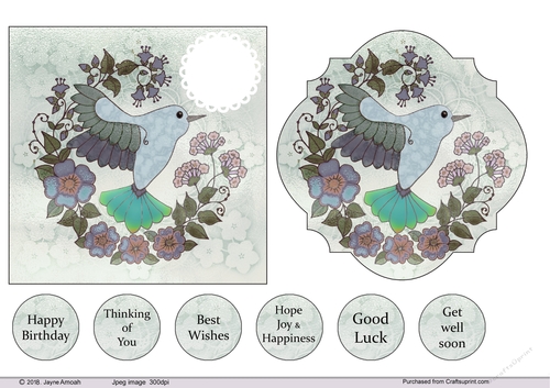 Humming Bird in Florals Toppers 4