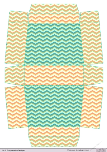 Gift box Blue, Green,Orange Chevron Box