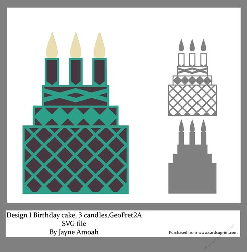 Birthday 3 Tier cake Topper D1, GeoFret layer