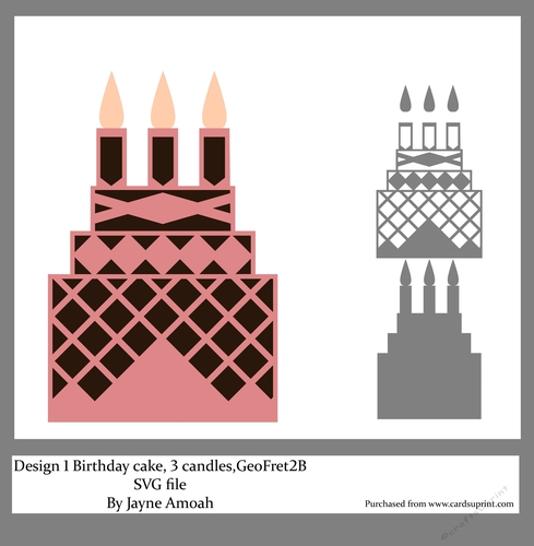 Birthday 3 Tier cake Topper D1, GeoFret layer, Kit 2B
