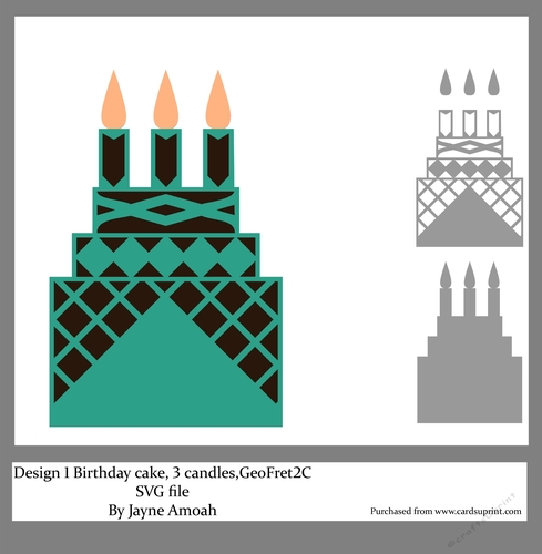 Birthday 3 Tier cake Topper D1, GeoFret layer, Kit 2C