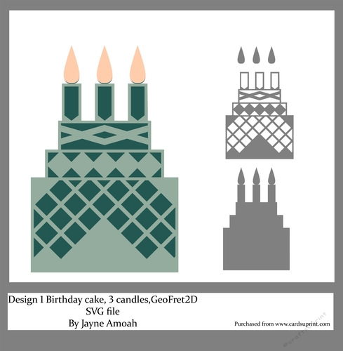 Birthday 3 Tier cake Topper D1, GeoFret layer, Kit 2D