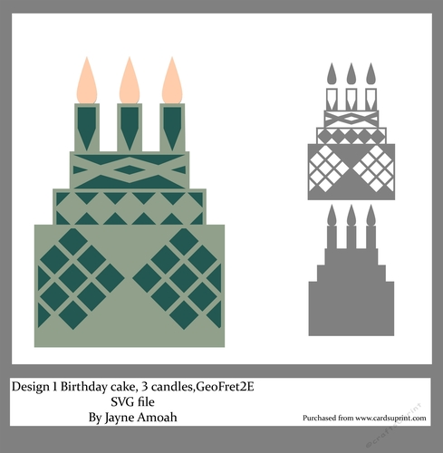 Birthday 3 Tier cake Topper D1, GeoFret layer, Kit 2E
