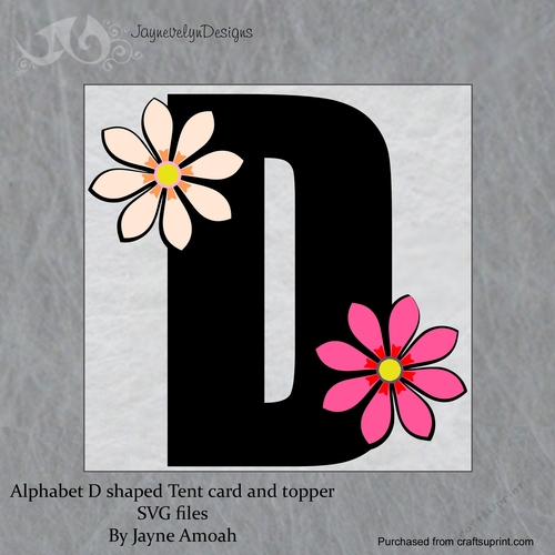 D Shaped card, Letter D, Alphabet Card Tent card