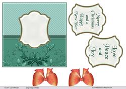 Decorative Holly Framed Card in Teal