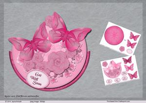 Pink Flowers and Butterflies Rocker Card