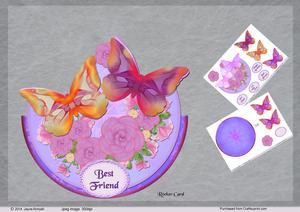 Purple, Pinks and Yellow Flowers and Butterflies