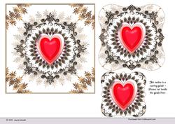 Decoupage Heart 3 - Decorative Gold Background