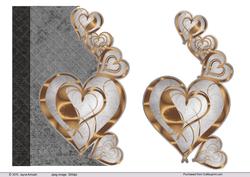 Linked Hearts in Gold -black and Grey Background