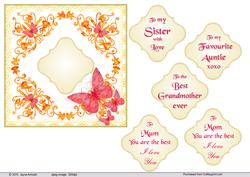 Corner Floral Design with Pink Butterflies