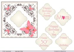 Corner Floral Design with Pink Butterflies 2