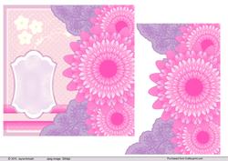 6.75 Stylised Pink and Purple Flower Design