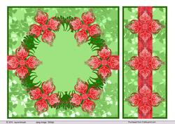 Rred Stylised Flowers on Holly Background Design Paper