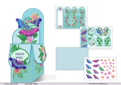 Flowers and butterflies in blue faux brick and floral box