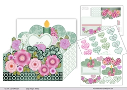 Box of flowers with a and a candle and Hearts