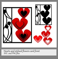 Stylised Heart and flowers SVG and PNG files