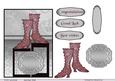 Red-brown Victorian Boots in Black Monotones Background