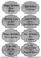Birthday Sentiments Labels-2- in Grey Tones