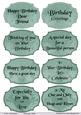 Birthday Sentiments Labels-2- in Teal Tones