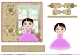 Little giri in front of a floral window scene