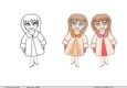 Little girls in pinks and Orange - Christmas Topper