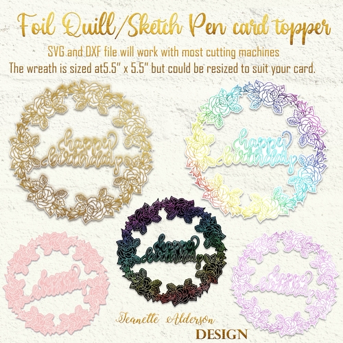 Single line Foil Quill Sketch Pen glue pen foiled happy birthday wreath cut and foile topper