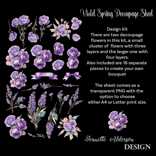 Violet Spring decoupage all greeting card kit