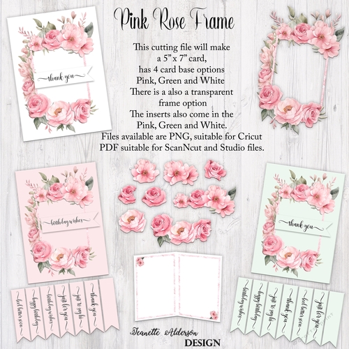 Pink Roses cutting file with decoupage roses