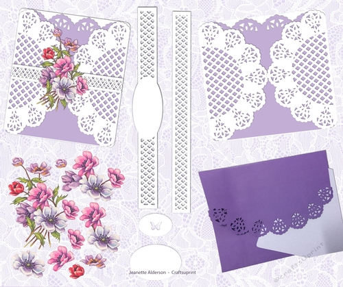 Trellis Gatefold card with 3D vintage flowers
