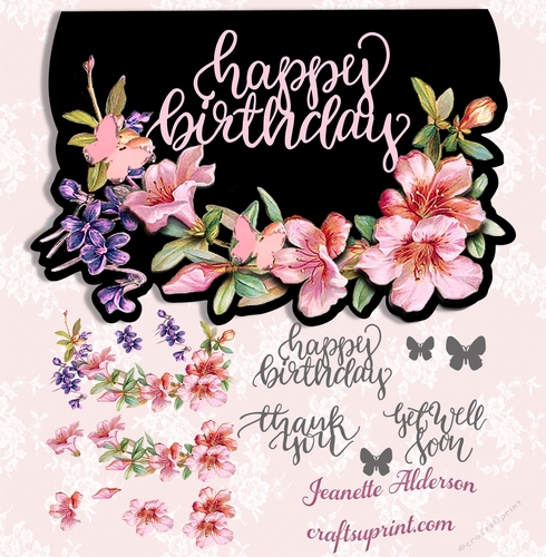 Pink Hibiscus shaped card with decoupage hibiscus embelishment