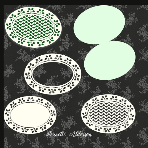 Oval Christmas Holly Card Set cutting file