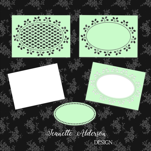 Rectangle Holly cutout Christmas card set cutting file with 3 topper/mats