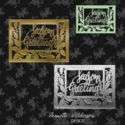 Seasons Greetings Holly Christmas Card Cutting File