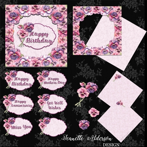 Watercolour Pansies print and cut digital cutting file