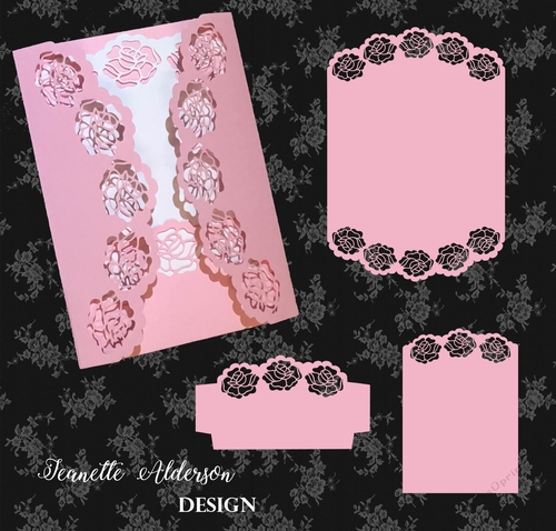 SVG May Roses Gatefold Card cutting file
