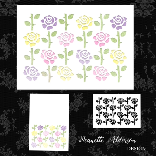 White Multi coloured Roses card with matching cut out Mat