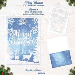 5 x 7 Merry Christmas Reindeer and Snowflake Christmas Card