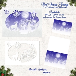 7x5 oval cutting file Seasons Greetings card with topper