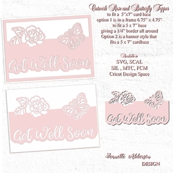 Cutwork Rose and butterfly cutting file Get Well Soon with two options