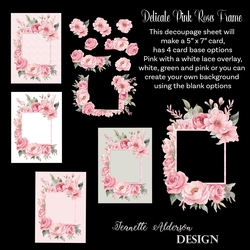 Pink Rose Frame with decoupage