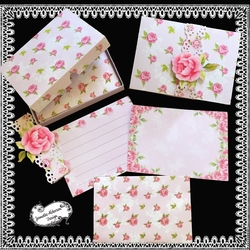 Pink Roses and Lace Stationery Set