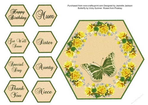 Butterfly & Roses Shaped Topper and Sentiment